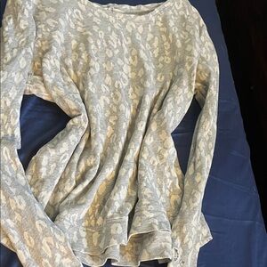 Gray and Cream Patterned Sweater